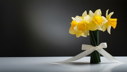 Sunshine Blooms: A Bouquet of Yellow Daffodils on White"