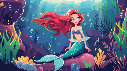 little mermaid vector cartoon Vector style vector design