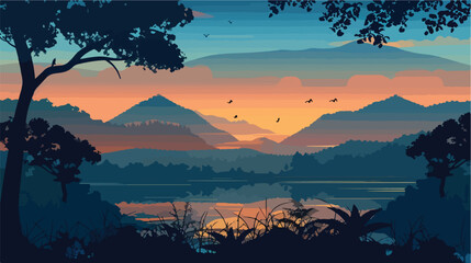 Landscape kaeng krachan national park Vector illustration