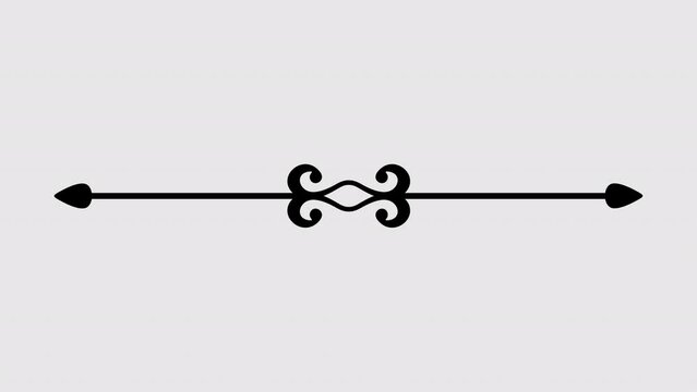 Decorative ornamental filigree and thin dividers graphic animation on transparent background. Alpha channel. 4K resolution