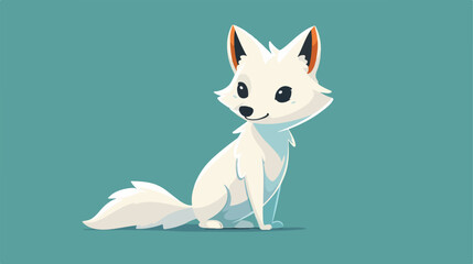 little white fox cartoon vector Vector style 