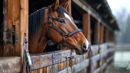 Fototapeta premium an image of an horse in a stable