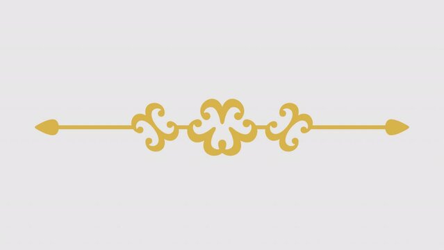 Decorative ornamental filigree and thin dividers graphic animation on transparent background. Alpha channel. 4K resolution