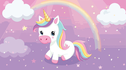 Magic cute unicorn cartoon unicorn illustration vector