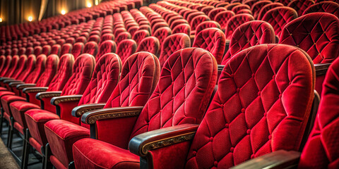 Elegant Cinema Hall with Red Velvet Theater Seats and Elegant Lighting