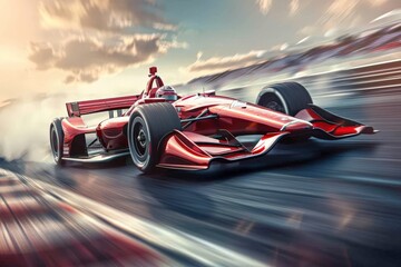 Fototapeta premium High-Speed Indoor Kart Racing in Motion Blur. Beautiful simple AI generated image in 4K, unique.