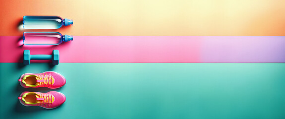 Active Lifestyle Essentials on a Pink and Teal Background