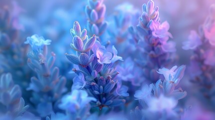 Mystical Blue Lupine Flowers in Ethereal Light