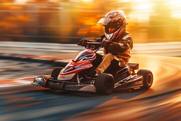 View of indoor karting racetrack, go-kart competition, go-cart racing track. Beautiful simple AI generated image in 4K, unique.