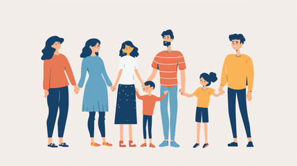 Light color caricature faceless family group 