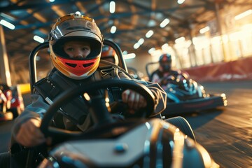 race go-kart blur effect. Beautiful simple AI generated image in 4K, unique. - obrazy, fototapety, plakaty