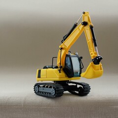 Small toy mini excavator. Construction equipment figure toy