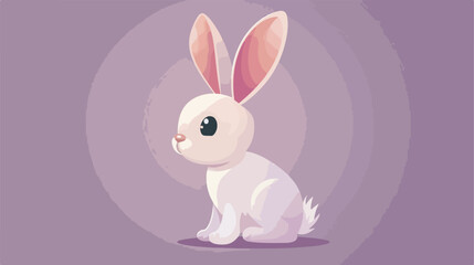 Little bunny poster over purple Vector illustration.