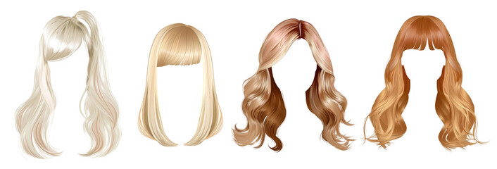 Hair style png cut out element set