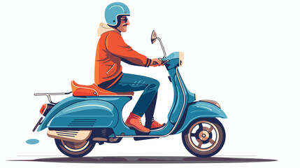 man riding blue scooter Vector style vector design illustration