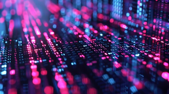 Binary code. Blue and pink color. Computer programming concept.