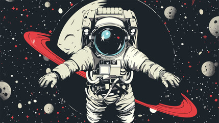 Monkey Astronaut in space cartoon Vector style