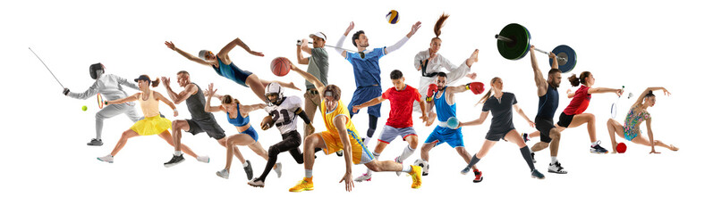 Sport collage. Action of athletes from various sports, showing strength, speed, and precision...