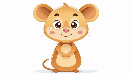   A brown mouse sitting on the ground with its eyes wide open and its head turned to the side