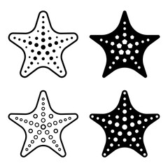 Starfish icon set. Flat vector illustration