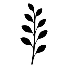 Sketch of elder leaf. Vector illustration. Black and white.