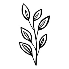 Hand drawn leaf of rosehip tree. Vector illustration.