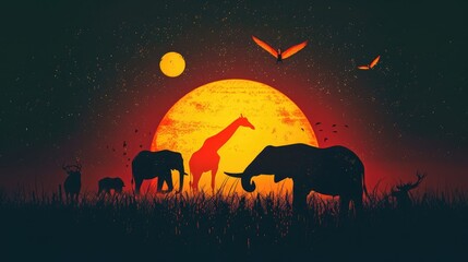 The silhouette of wildlife on Earth epitomizes the essence of wildlife conservation