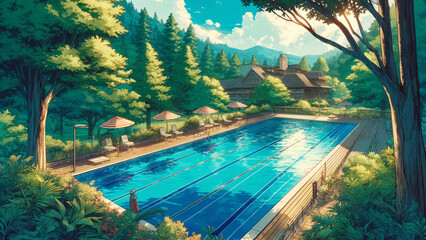 森の中のプール