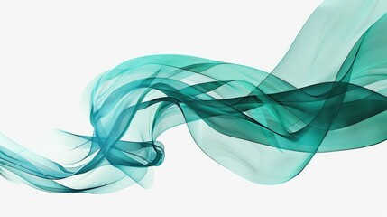 Minimalistic Abstract Art with Mint Green Ribbon on White