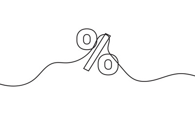 One continuous line drawing of a percent sign. illustration without background. Linear percent icon isolated on white background. EPS 10.