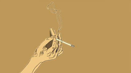 one line hand with Cigarette vector Vector style vector