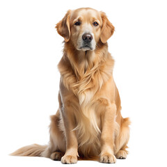 Happy Golden Retriever on White