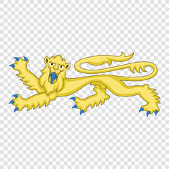 Golden Heraldic Lion, Symbol of England on Transparent Background © Katyam1983