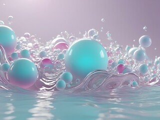 Abstract background of liquids flow. 3d design with unique light colors of pink, blue orange and purple.