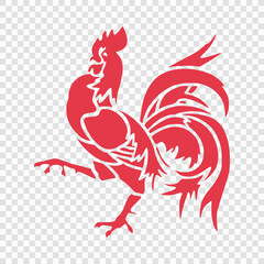 Red Heraldic Rooster, Symbol of Wallonia on Transparent Background