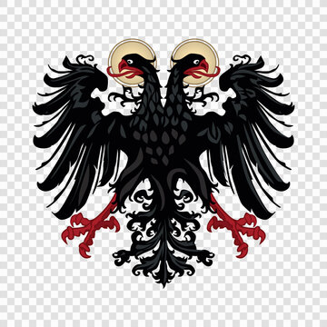 Black Double Headed Eagle, Symbol of the Holy Roman Empire on Transparent Background