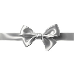Gray ribbon bow isolated on white background.