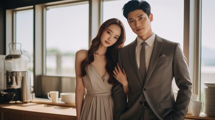 Attractive Young Businesswoman and Man in Formal Dress Fictional Character Created By Generative AI. 