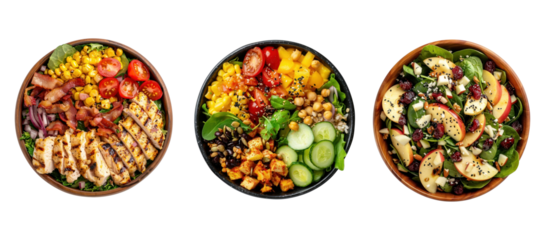 Salad bowl png cut out element set