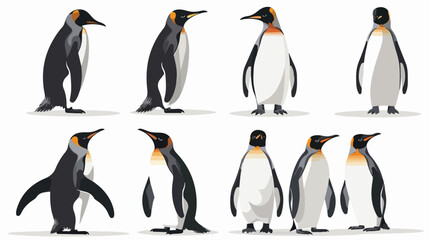 penguin icon different poses vector set Vector style