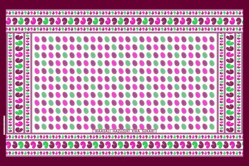 African Wax Print fabric, Ethnic overlap ornament seamless design, Khanga pattern motifs floral elements. khanga texture, colorful textile Ankara fashion style. New Design For Fabric.