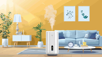 Modern humidifier in living room Vector illustration.