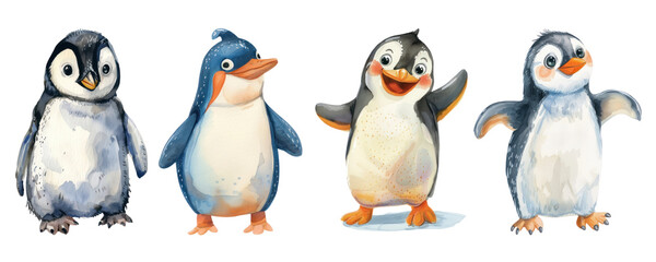 Obraz premium Baby penguin png cut out element set