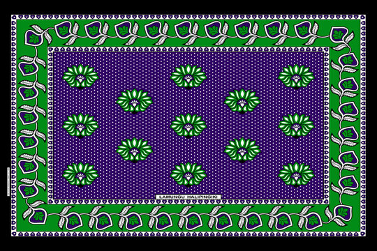 African Wax Print fabric, Ethnic overlap ornament seamless design, Khanga pattern motifs floral elements. khanga texture, colorful textile Ankara fashion style. New Design For Fabric.