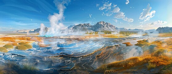 Panorama of geothermal field