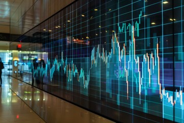 Modern stock market tracking on expansive digital screen