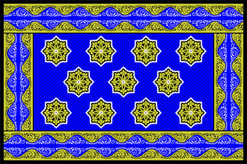 Obraz premium African Wax Print fabric, Ethnic overlap ornament seamless design, Khanga pattern motifs floral elements. khanga texture, colorful textile Ankara fashion style. New Design For Fabric.