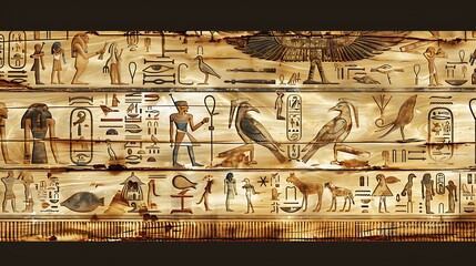 Ancient Egyptian hieroglyphs as part of the natural museum collection are very well described. for the commemoration of International Museum Day as a poster, background