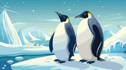 North pole Arctic penguins animal background Vector