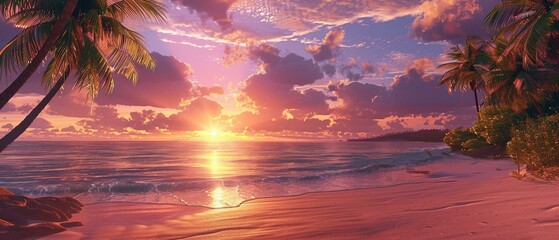 Sunset over the beach